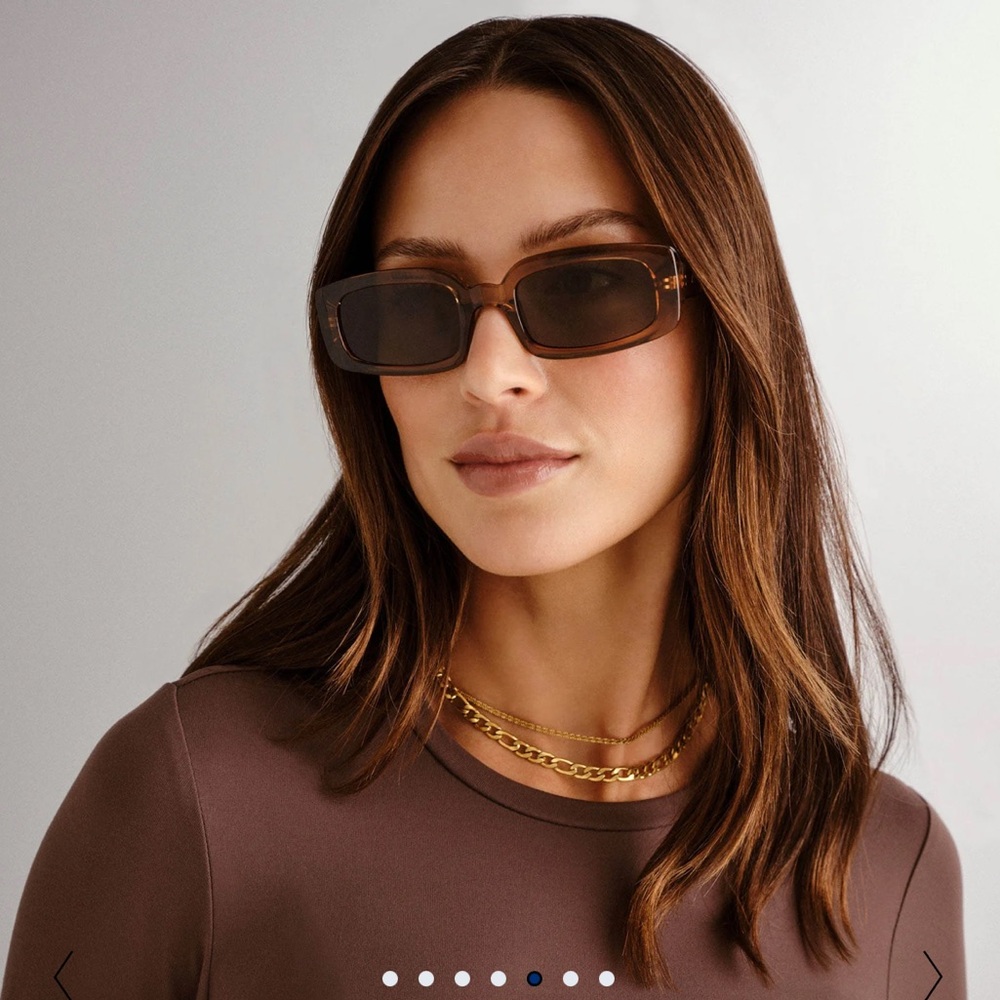 Le Specs dynamite rectangular frames tobacco